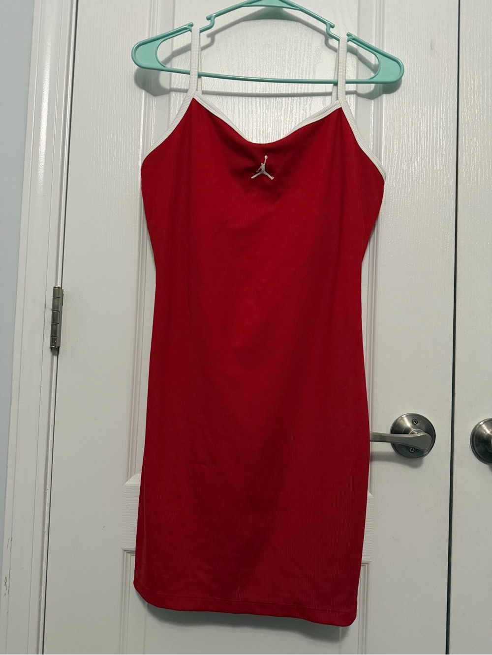 Jordan Red Mini Slip Dress with White Trim